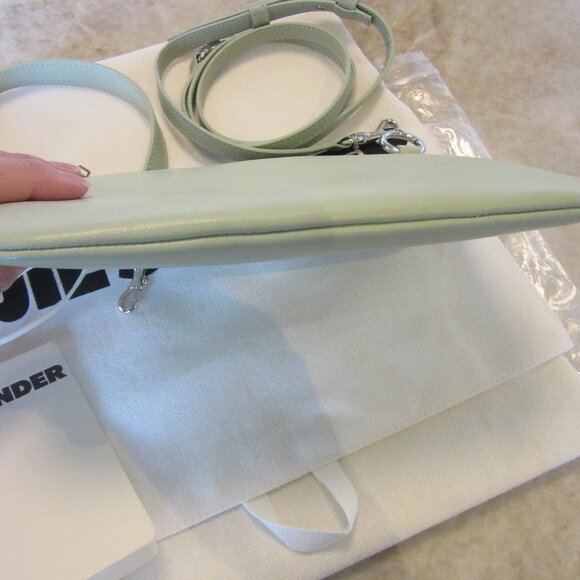 Jil Sander Medium "Link" Crossbody Bag in Aquamarine & Silver Hardware NWT - Picture 5 of 16
